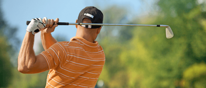 A golfer with tennis elbow. Golf is one of the many lesser known causes of tennis elbow.